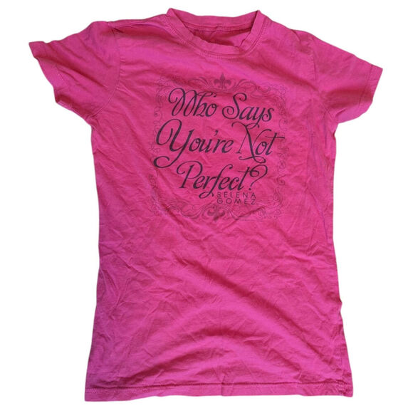 Rare Selena Gomez Tour Tee Who Says You're Not Perfect 2011 Pink Shirt - Picture 1 of 6